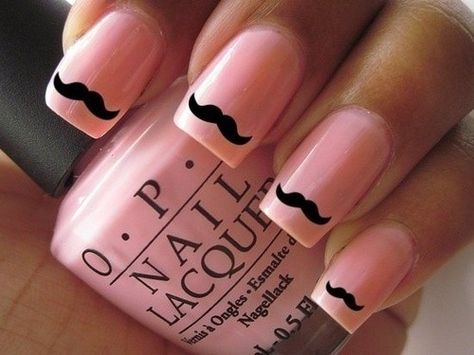 nails.quenalbertini: Nails design Mustache Nail Art, Moustache Nails, Mustache Nails, Funky Fingers, Fabulous Nails, Creative Nails, Nail Wraps, Love Nails, False Nails