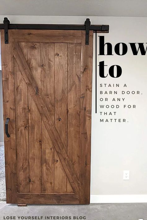 Stained Interior Doors, Home Depot Doors, Barnyard Door, 80s Kitchen, Bathroom Decor Wall Art, Bathroom Decor Wall, Stain On Pine, Stained Doors, Boss Mom