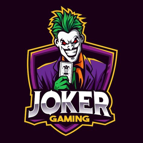 Joker mascot logo gaming vector illustra... | Premium Vector #Freepik #vector #esport-mascot #joker-logo #joker-face #gamer-mascot Joker Gaming Logos, Gaming Cartoon Logo, Joker Icon, Game Profile, Joker Dark, Joker Logo, Gamer Logo, Joker Cartoon, Joker Dark Knight