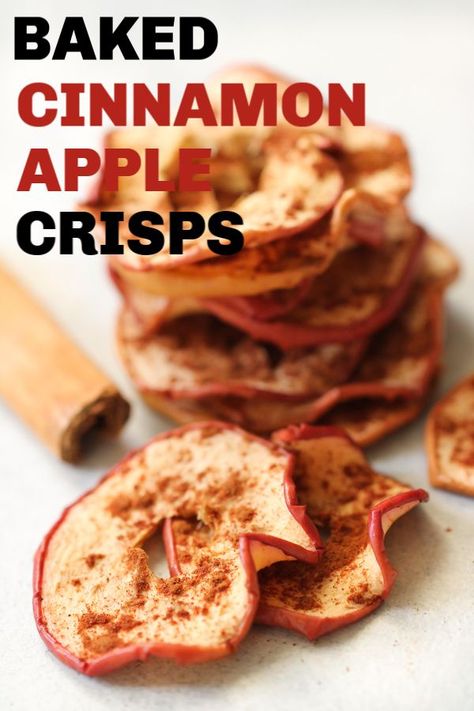 These Baked Cinnamon Apple Crisps are the perfect healthy snack to help satisfy your sweet tooth. They are full of sweet and delicious flavor, without any added sugar. You will love these. Apple Crisps Recipe, Healthy Apple Chips, Baked Apple Chips, Cinnamon Apple Chips Baked, Oven Baked Apple, Apple Chips Recipe, Crisps Recipe, Apple Crisps, Dehydrated Apples