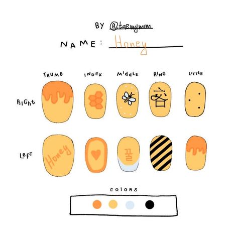 Mamamoo Nails Designs, Honey Nail Art, Mamamoo Nails, Paper Nails Design Ideas, Honey Nails Design, Cute Nail Salon, Paper Nails Design, Simple Gel Nail Designs, Honey Nails