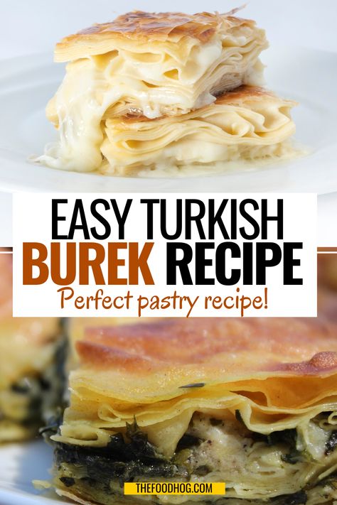 Turkish Burek Recipe, Borek Recipe Turkish, Turkish Borek Recipe, Croatian Desserts, Turkish Pastry, Middle Eastern Recipes Arabic Food, Burek Recipe, International Meals, Fancy Cooking