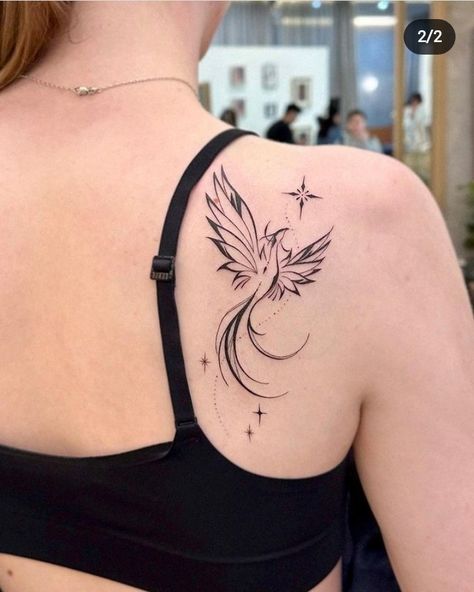 Sternum Phoenix Tattoo, Phoenix Tattoo Feminine Spine, Statement Tattoos For Women, Dainty Phoenix Tattoo, Phoenix Neck Tattoo, Phönix Tattoo Women, Minimalist Phoenix Tattoo, Pheonix Tattoo For Women, Rising Phoenix Tattoo Feminine