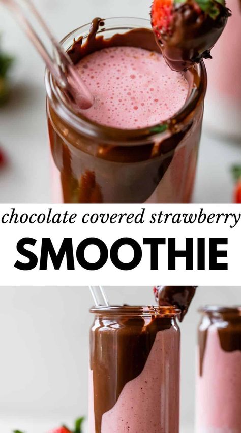 Breakfast Clean Eating, Strawberry Protein Smoothie, Smoothie Chocolate, Chocolate Strawberry Smoothie, Strawberry Smoothie Bowl, Resep Smoothie, Smoothie Recipes Strawberry, Strawberry Protein, Protein Smoothies