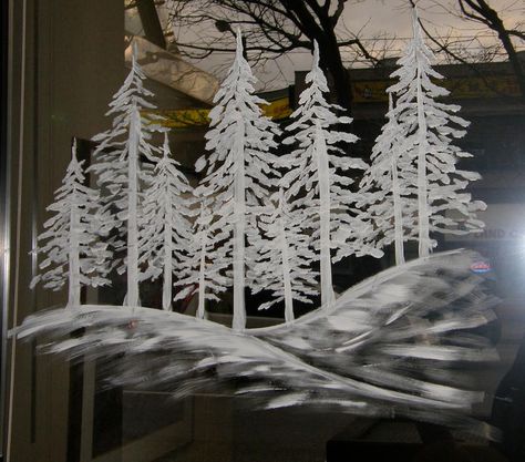 Winter 2010 by Window-Painting on DeviantArt Winter Window Painting, Winter Window Display, Painted Window Art, Glass Drawing, Christmas Window Painting, Window Mural, Decoration Vitrine, Window Drawing, Christmas Window Display