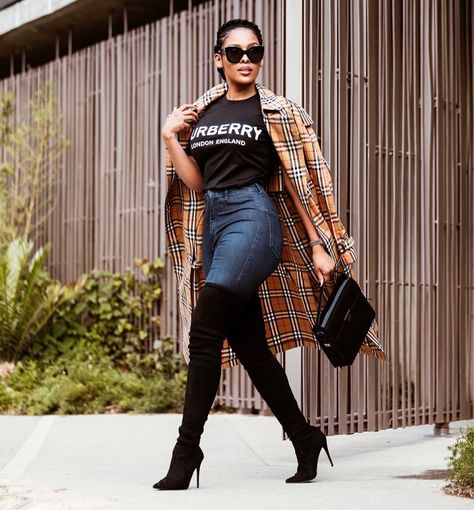 Kefilwe Mabote on Instagram: “Just keep walking ....” Black Thigh High Boots Outfit, Jeans Boots Outfit, Thigh High Boots Outfit, Black Thigh High Boots, High Boots Outfit, Black Thigh High, Boujee Outfits, Keep Walking, Daily Outfit Inspiration