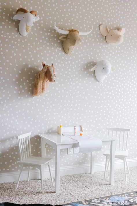 Cozy Living Room Decor Ideas, Neutral Playroom, Decals Wallpaper, Cozy Living Room Decor, Peel And Stick Wall Decals, Modern Playroom, Playroom Wallpaper, Dot Stickers, Playroom Wall Decor