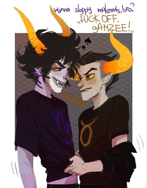 Gamtav Fanart, Tavros Pfp, Gamzee Makara Fanart, Homestuck Equius, Gamzee Makara, Bro Strider, Homestuck Fanart, Homestuck Trolls, Home Stuck