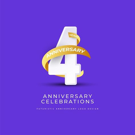 Anniversary Poster Design Ideas, 4 Logo Design Number, Company Anniversary Design, Fashion And Beauty Logo, 4 Year Anniversary, Company Anniversary, Logo Design Concept, Ads Creative Advertising Ideas, Hut Ri