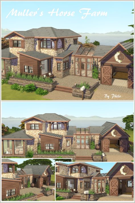 Sims 4 Rustic Farmhouse, Fancy Country House, Sims Farmhouse Layout, Ranch Style Homes Sims 4, Horse Ranch House Floor Plans, Sims 4 Country House Floor Plans, Sims 4 Modern Ranch House, Sims 4 Map Layout, Sims 4 Ranch Style House Layout