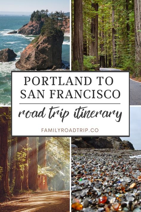 Exciting road trip stops and route planning tips for driving from Portland to San Francisco. Plan a family road trip from Portland, Oregon, to San Francisco, California. Coastal drive tips and suggested return itinerary through central Oregon for a fascinating journey through the Pacific Northwest | Portland to San Francisco by cr | Family road trip experts at familyroadtrip.co Oregon To California Road Trip Pacific Coast, Pacific Coast Hwy Roadtrip, West Coast Driving Trip, Honeymoon Road Trip Usa, Driving The Pacific Coast Highway, California To Oregon Road Trip, West Coast Train Trip, California Oregon Washington Road Trip, Northern California Road Trip Itinerary