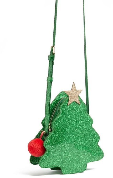 FOREVER 21 Christmas Tree Crossbody Bag $15 Pom Pom Purse, Christmas Tree Bag, Funky Purses, Structured Handbags, Tree Bag, Unique Handbags, White Shoulder Bag, Metallic Purse, Unique Purses