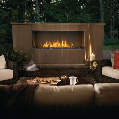 Take The Stress Out Of Everyday Life Linear Gas Fireplace, Double Sided Gas Fireplace, Napoleon Fireplace, Vent Free Gas Fireplace, Decking Ideas, Fire Pit Materials, Gas Fireplace Insert, Outdoor Gas Fireplace, Outdoor Space Design