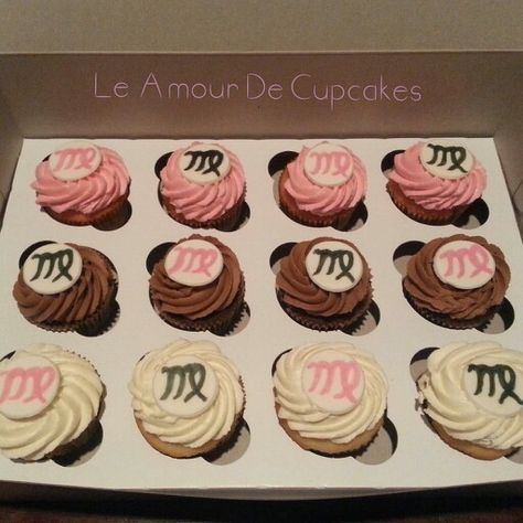 Taurus Cupcakes, Gemini Cupcake, Virgo Cupcakes, Scorpio Cupcakes, Heart Cake Design, 16 Birthday Cake, Birthday Party For Teens, Virgo Sign, Acrylic Nails Coffin Pink