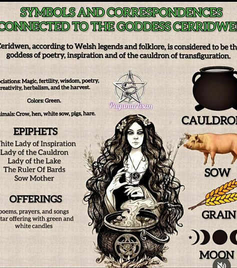 Cerridwen Goddess, Celtic Paganism, Earth Witch, Celtic Deities, Book Of Shadows, Fertility, Wicked, Affirmations, Witch