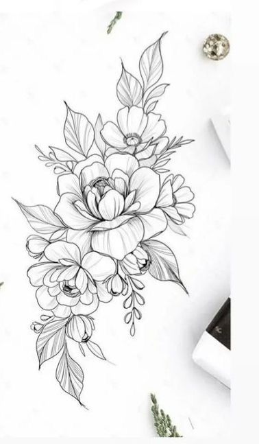 Flower Sketch Tattoo, Peony Flower Tattoos, Floral Back Tattoos, Flower Sketch, Flower Tattoo Shoulder, Floral Tattoo Sleeve, Sketch Tattoo Design, Sketch Tattoo, Peonies Tattoo