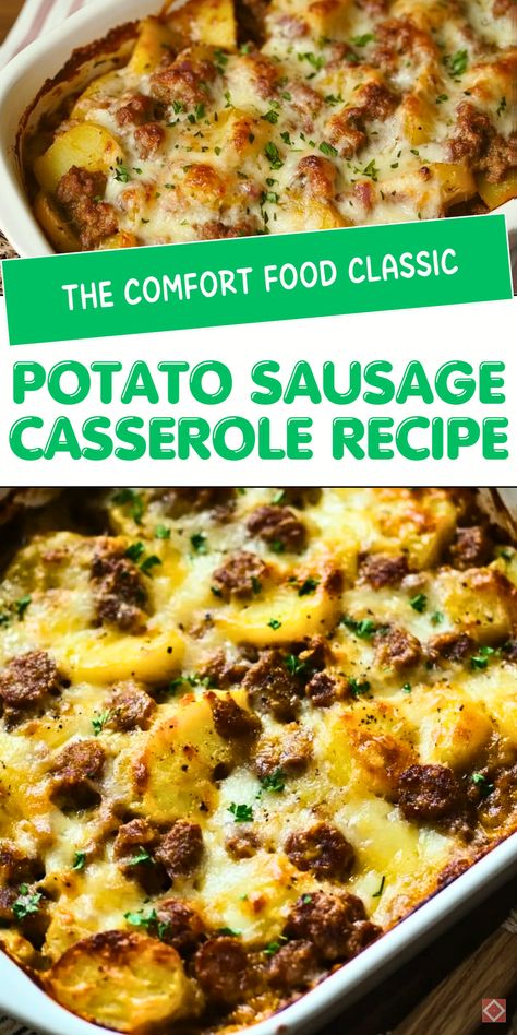 This potato sausage casserole is the definition of comfort food! Creamy, hearty, and bursting with flavor, it’s a one-pan dish that’s easy to make and perfect for any night. Save this pin for later or click to explore the recipe now! Potatoes And Sausage Recipe, Potato Casserole With Sausage, Cheese Potato And Smoked Sausage Casserole, Meals Using Potatoes, Summer Sausage Casserole, Easy Sausage And Potatoes Recipes, Potatoe Sausage Recipe, What Can I Make With Sausage, Easy Dinner With Sausage