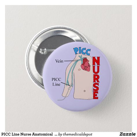 PICC Line Nurse Anatomical Design Purple Button Picc Nurse, Picc Line, Note Pad, Thank You Cards, Free Design, Tool Design, Wall Art Decor, Created By, Stationery