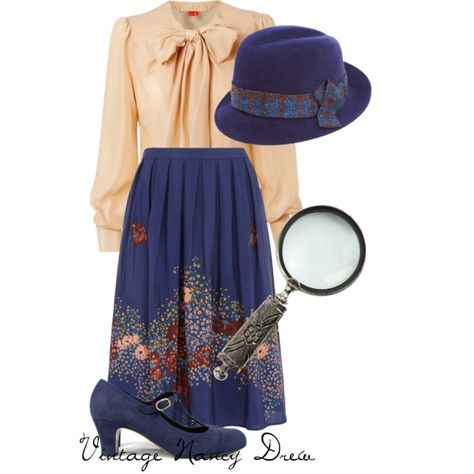 Vintage Nancy Drew by detectiveworkisalwaysinstyle on Polyvore featuring Vivienne Westwood, Beyond Vintage, Chie Mihara, Albertus Swanepoel, Pier 1 Imports and vintage Cw Nancy Drew Outfits, Nancy Drew Outfits Vintage, Nancy Drew 2007 Outfits, Nancy Drew Outfits, Nancy Drew Aesthetic, Drew Outfits, Drew Aesthetic, Nancy Drew Style, Vintage Nancy Drew