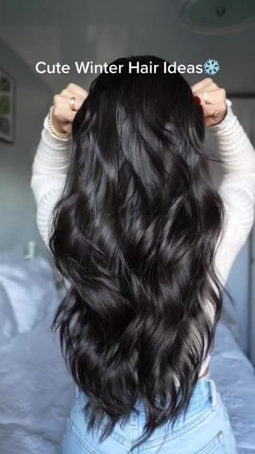 djmia42l | Spotlight on Snapchat Cute Black Hair Hairstyles, Hairstyles On Dark Hair, Hairstyles For Long Black Hair, Long Black Hair Styles, Simple Long Hairstyles, Winter Hairstyles For Long Hair, Long Black Hairstyles, Long Hair Looks, Easy Winter Hairstyles