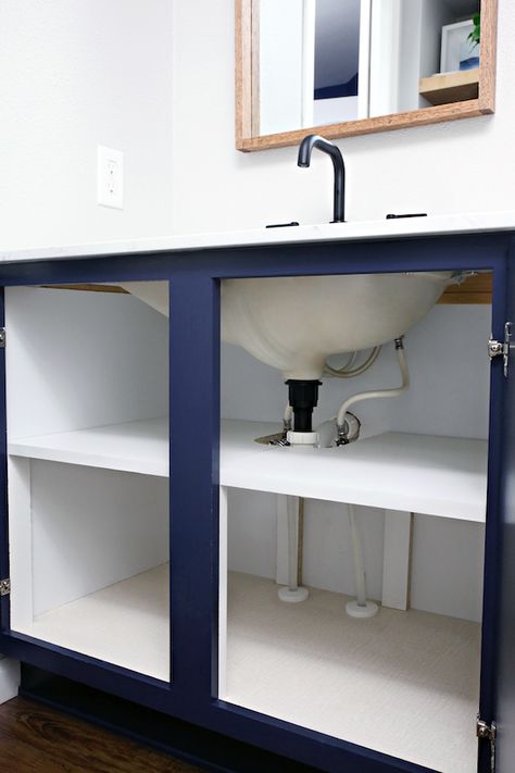 IHeart Organizing Under Bathroom Sink Double Shelving Storage Solution Organization Bathroom Cabinet Organization Shelves, Organizing Under Bathroom Sink, Under Bathroom Sinks, Sink Remodel, Under The Sink Storage, Under Bathroom Sink, Diy Bathroom Storage Ideas, Bathroom Under Sink, Bathroom Sink Organization