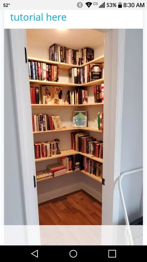 Book Nook In Closet, Closet Library Ideas, Kitchen Prep Station, Closet Library, Hamper Cabinet, Kitchen Bookshelf, Bed Unit, Closet Curtains, Calming Bedroom