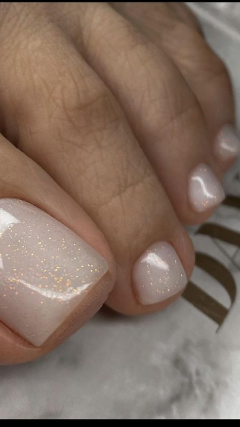 Bridal Toe Nails, Feet Nail Art, Wedding Toe Nails, Glitter Pedicure, Glitter Toe Nails, Feet Nail Design, Gel Toe Nails, Milky Nails, Acrylic Toe Nails