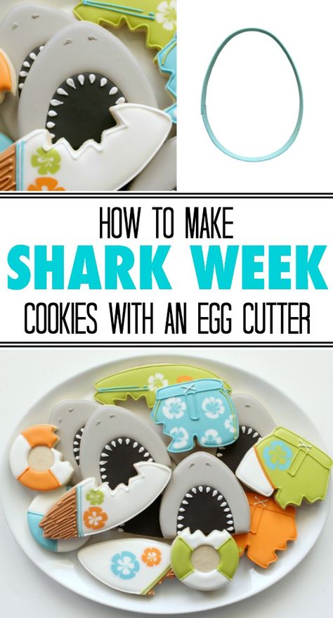 Sea Cookies, Beach Cookies, Shark Cookies, Shark Mouth, Royal Iced Cookies, Shape Shifter, Sugar Cookie Royal Icing, Decorating Cookies, Cookie Tutorials