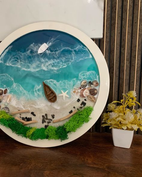 Ocean Resin Art, Peaceful Beach, Ocean Resin, Wall Piece, Resin Pour, Resin Artwork, Ocean Art, Fluid Art, Special Moments