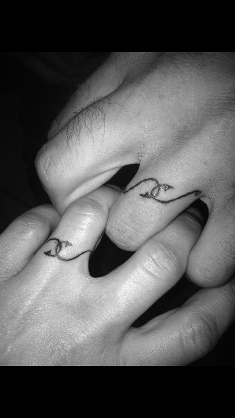 Country Couple Tattoos, Married Rings, Fishing Hook Tattoo, Hook Tattoos, Ring Tattoo Designs, Couple Tattoos Love, Wedding Band Tattoo, Ring Tattoo, Cute Couple Tattoos