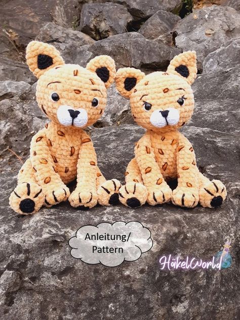 Crochet Pattern Leopard kira and Keno Amigurumi Crochet Animal Instructions Crochet Leopard PDF Language: German and English - Etsy Leopard Amigurumi, Leopard Crochet, Crochet Leopard, Tiger Shirt, Crochet Animal, Keno, Bengal Cat, May 17, Crochet Animals