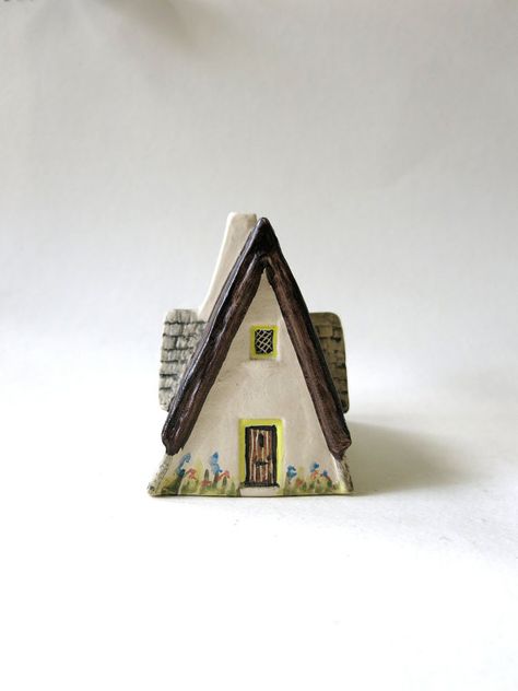 Ceramic Cottage House, Ceramic Tiny Houses, Small Ceramic Houses, Miniature Clay Houses, Ceramic Dwelling, Tiny Ceramic Houses, Mini Ceramic Houses, Tiny Clay Houses, Ceramic Houses Ideas