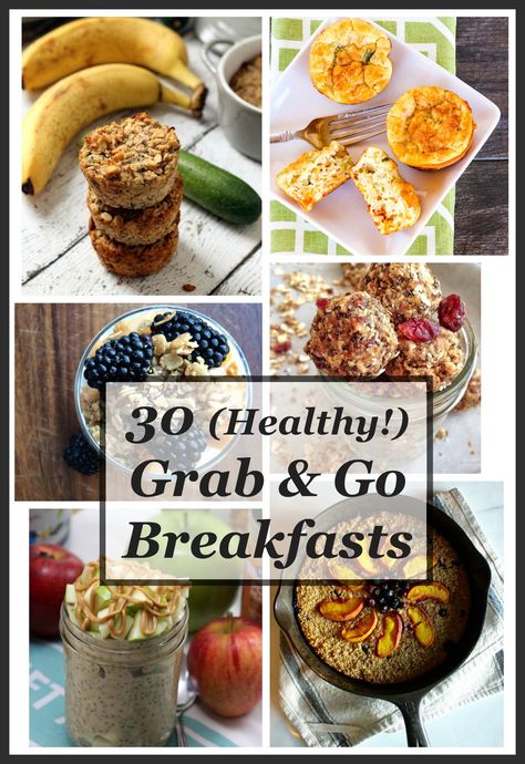 30 Healthy Grab and Go Breakfasts Grab And Go Breakfast Ideas, Fast Healthy Breakfast, Healthy Breakfast On The Go, Grab And Go Breakfast, Healthy Snacks For Diabetics, Breakfast On The Go, Brunch Ideas, Make Ahead Breakfast, Breakfast Bake