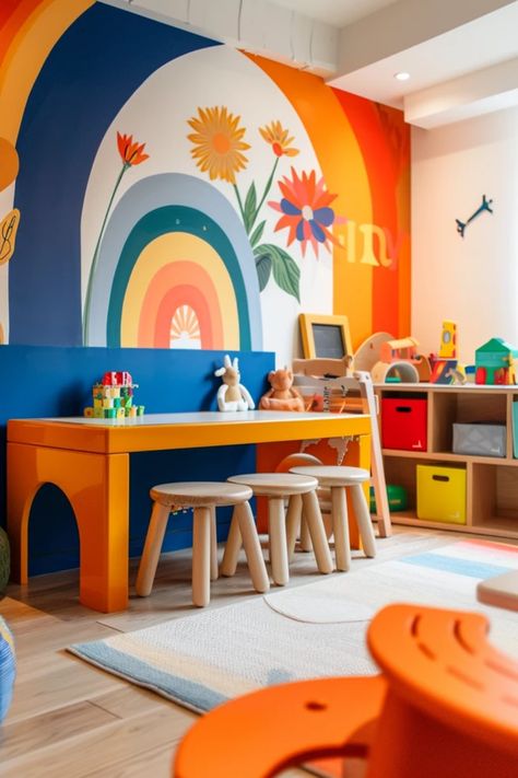 Ready to sprinkle some inspiration on your child's playroom? Check out these 10 creative wall decor ideas. From fun murals that feed the imagination to playful frames showcasing your little ones' artwork, each idea will help transform a simple wall into a fun masterpiece. Add decals that jump off the wall or text that tells a story! Turn your play area into an exciting place for creativity with easy yet impactful changes. Dive into creating your unique space where children can dream and play to their heart's content. Playroom Painting Ideas, Kids Playroom Mural Ideas, Playroom Mural Ideas Diy, Playroom Wall Decor Ideas, Playroom Mural Ideas, Fun Murals, Creative Playroom, Play School Wall Painting, Creative Wall Decor Ideas