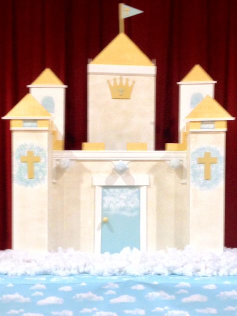 Kingdom of heaven castle prop for vbs Heaven Castle, Medieval Decor, Castle Decor, Diy Birthday Decorations, On Clouds, Kingdom Of Heaven, School Decorations, Diy Party Decorations, Diy Birthday