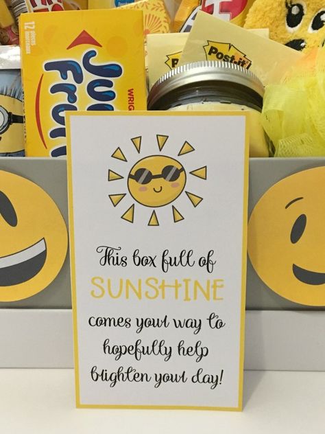 Kids Care Package, Sunshine Care Package, Diy Care Package, Police Appreciation, Missionary Care Packages, Care Package Ideas, Care Basket, Military Care Package, Box Of Sunshine