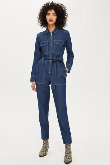 Topshop Utility Zip Boiler Suit Navy Jumpsuit Outfit, Blue Jumpsuit Outfit, Fall Jumpsuit Outfit, Pants Suits For Women, Denim Jumpsuit Outfit, Jumpsuit Outfit Casual, Navy Blue Romper, Outfit 2020, Jumpsuit Fall