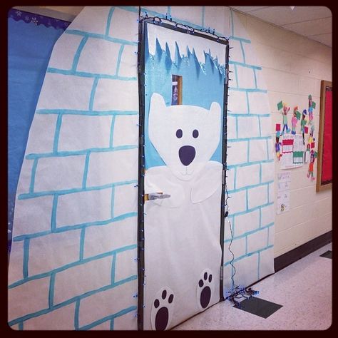 My winter classroom door :) Winter Classroom Door Decorations, Winter Doors, Arctic Decorations, Operation Arctic Vbs, Arctic Vbs, Winter Classroom Door, Classroom Door Decorations, Classroom Door Ideas, Winter Door Decorations