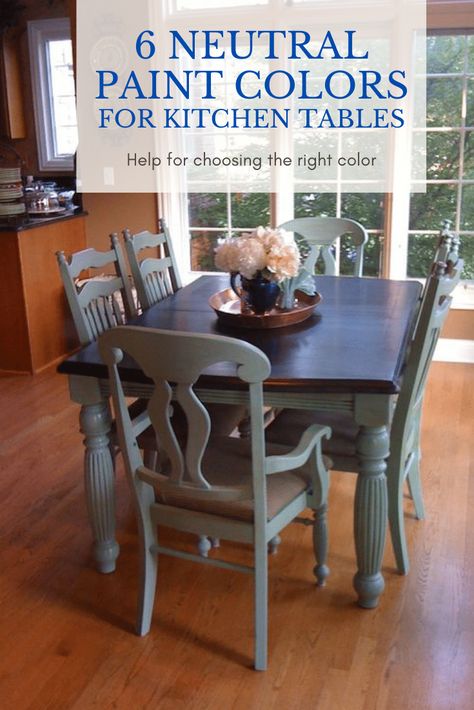 Painted Furniture Ideas | 6 Great Paint Colors for Kitchen Tables - Painted Furniture Ideas Slate Blue Dining Room, Chalk Paint Kitchen Table, Blue Kitchen Tables, Painted Chairs Dining Room, Dining Table Redo, Diy Farmhouse Crafts, Painted Dining Room Table, Chalk Paint Table, Painted Table Tops