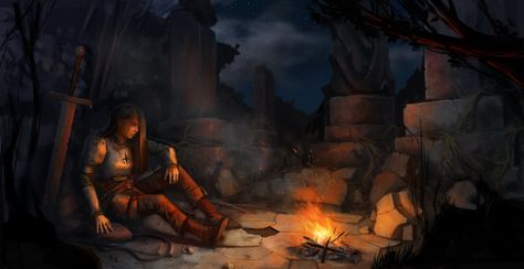 ArtStation - wounded knight, Viktor Solovyov Wounded Knight, Campfire, Mona Lisa, Entertainment, Zelda Characters, Media, Film, Fictional Characters, Art