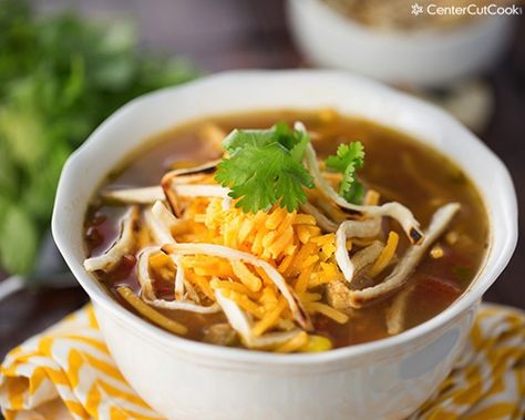 Slow Cooker Chicken Tortilla Soup Chicken Tortilla Soup Copycat, Outback Chicken, Slow Cooker Chicken Tortilla Soup Recipe, Crockpot Chicken Enchiladas, Slow Cooker Chicken Tortilla Soup, Chicken Tortilla Soup Recipe, Chicken Tortilla Soup Easy, Tortilla Strips, Chicken Tortillas Soups Recipe