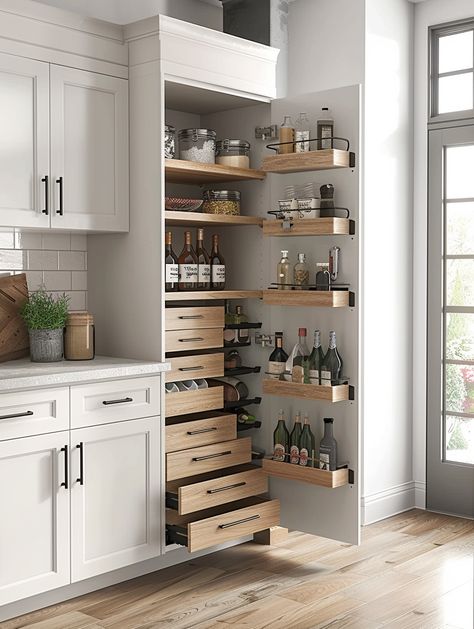 Pantry Measurements Shelves, Kitchen Built In Pantry, Pantry Black And White, Pantry Wall Ideas, Wall Pantry Ideas, Pantry Size, Pantry Shelving Ideas, Under Shelf Storage, Ultimate Organization