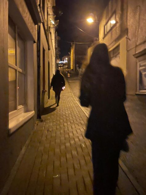 Everyone On Their Phones, Walking In The Street At Night Aesthetic, Walking In The Dark Aesthetic, Walking Alone On The Road, Walking At Night Aesthetic, Sneaking Out, Movie Moodboard, City Shadow, Walking In The Dark