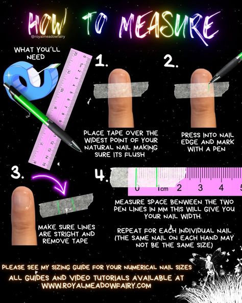 Witchy Nails, Rock Chic, How To Measure Yourself, How To Measure, Nail Sizes, Nail Tutorials, Step By Step Guide, Video Tutorials, False Nails