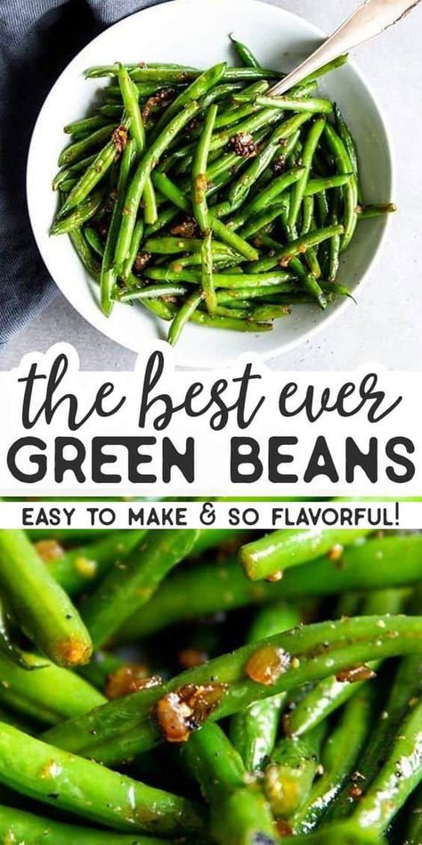 Green Beans Side Dish, Thanksgiving Food Sides, Sauteed Green Beans, Frozen Green Beans, Thanksgiving Recipes Side Dishes, Green Bean Recipes, Veggie Side Dishes, Think Food, Idee Pasto Sano