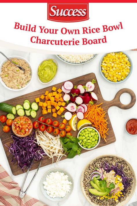 Build Your Own Rice Bowl Charcuterie Board Rice Bowl Bar, Rice Bowl, Rice Bowls, Charcuterie Board, Yummy Snacks, Build Your Own, Cobb Salad, Make Your Own, That Look