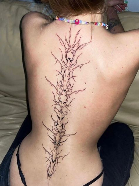 Spinal Fusion Scar Tattoo, Skeletal Spine Tattoo, Alt Spine Tattoos, Cyberpunk Spine Tattoo, Heart Spine Tattoo, Anime Spine Tattoo, Aether Tattoo, Spine Reference, Unique Spine Tattoos