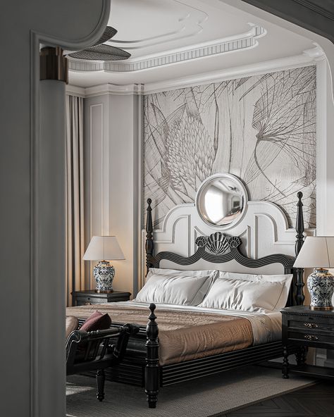 Colonial Style Interior Bedrooms, Indochine Bedroom, Classical Bedroom, Indian Bedroom Design, Colonial Style Interior, Indochine Interior, European Bedroom, Bedroom Behance, Fancy Bedroom