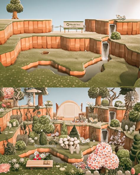 Animal Crossing Entrance Ideas, Animal Crossing Entrance, Cottage Core Animal Crossing, Cottagecore Animal Crossing, Acnh Cottagecore, Forest Core, Animal Crossing Guide, Entrance Ideas, Animal Crossing Wild World