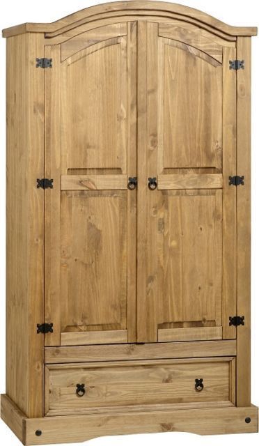 MEXICAN PINE CORONA 2 DOOR 1 DRAWER DOUBLE WARDROBE Mexican Pine Furniture, Spanish Style Furniture, Warehouse Furniture, Pine Bedroom Furniture, Pine Wardrobe, Family Bedroom, Double Wardrobe, Wardrobe Sale, Wardrobe Solutions